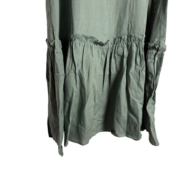 Harshman Bloom Sage Green Long Sleeve Square Neck Flounce Midi Dress Size S - Picture 8 of 12